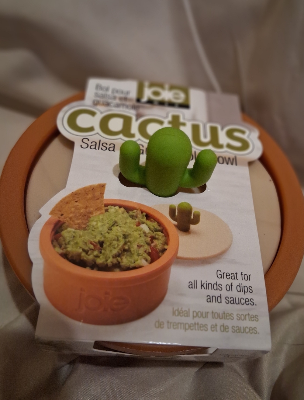 Joie Cactus Salsa Bowl with Green Cactus Lid Knob